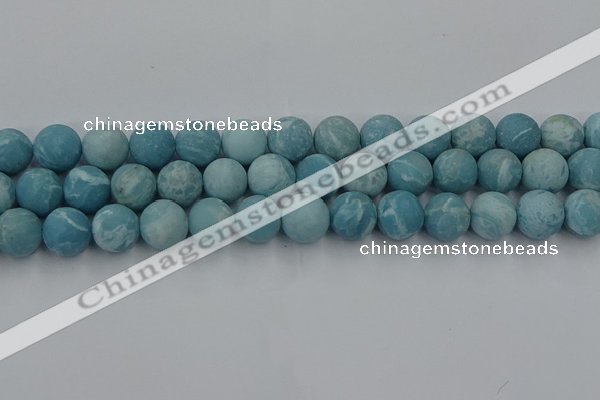 CLR614 15.5 inches 12mm round matte imitation larimar beads