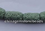 CLV27 15.5 inches 10*18mm column shape green natural lava beads wholesale