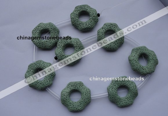 CLV30 15.5 inches 32*32mm octagon green natural lava beads wholesale