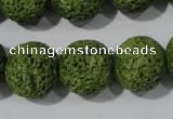 CLV465 15.5 inches 18mm round dyed green lava beads wholesale