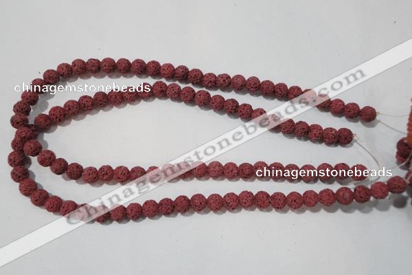 CLV468 15.5 inches 8mm round dyed red lava beads wholesale