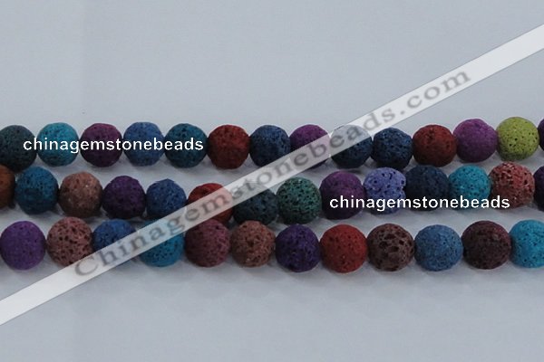 CLV524 15.5 inches 12mm round mixed lava beads wholesale