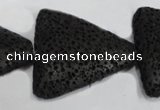 CLV53 15 inches 26*28mm triangle black natural lava beads wholesale