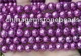 CLV558 15.5 inches 10mm round plated lava beads wholesale