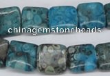 CMB51 15.5 inches 14*14mm square dyed natural medical stone beads