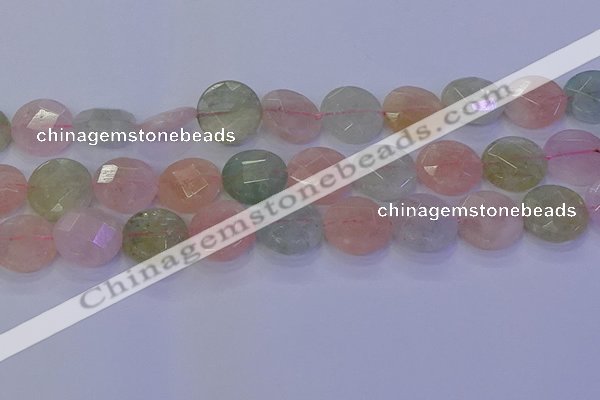 CMG256 15.5 inches 16mm faceted coin morganite beads