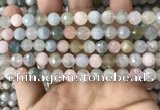 CMG379 15.5 inches 8mm faceted round morganite gemstone beads