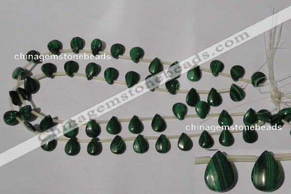 CMN320 Top-drilled 8*12mm flat teardrop natural malachite beads