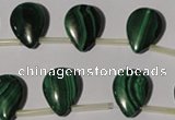 CMN323 Top-drilled 13*18mm flat teardrop natural malachite beads