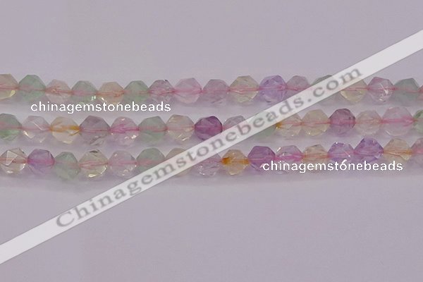 CMQ369 15.5 inches 12mm faceted nuggets mixed quartz beads