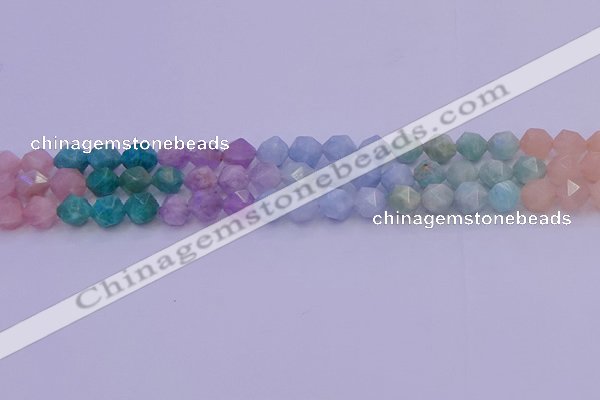 CMQ393 15.5 inches 10mm faceted nuggets mixed quartz beads