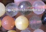 CMQ437 15.5 inches 8mm faceted round mixed rutilated quartz beads