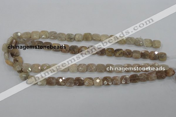 CMS108 15.5 inches 10*10mm faceted square moonstone gemstone beads