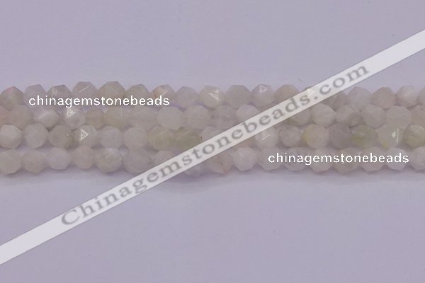 CMS1155 15.5 inches 10mm faceted nuggets white moonstone beads