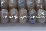 CMS1335 15.5 inches 7*14mm faceted rondelle AB-color grey moonstone beads