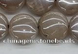 CMS1348 15.5 inches 12mm flat round AB-color moonstone beads