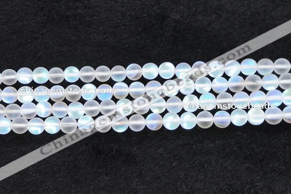 CMS1507 15.5 inches 8mm round matte synthetic moonstone beads