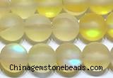 CMS2194 15 inches 6mm, 8mm, 10mm & 12mm round matte synthetic moonstone beads