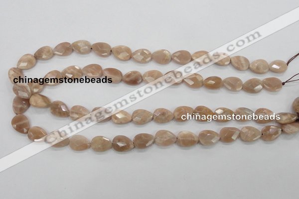 CMS53 15.5 inches 10*14mm faceted flat teardrop moonstone beads