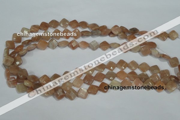 CMS550 15.5 inches 10*10mm faceted diamond moonstone beads wholesale