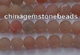 CMS610 15.5 inches 4mm round matte moonstone beads wholesale
