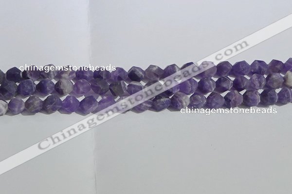 CNA1077 15.5 inches 8mm faceted nuggets matte dogtooth amethyst beads