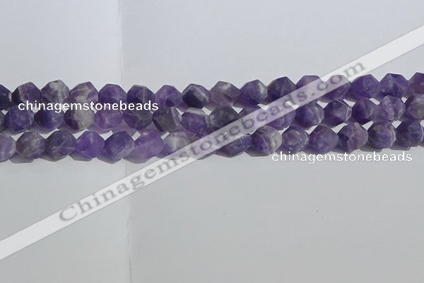 CNA1078 15.5 inches 10mm faceted nuggets matte dogtooth amethyst beads