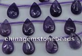 CNA288 Top-drilled 8*12mm flat teardrop natural amethyst beads