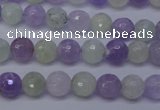 CNA662 15 inches 8mm faceted round lavender amethyst & prehnite beads