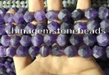 CNA769 15.5 inches 12mm faceted nuggets matte amethyst beads