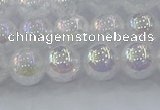 CNC562 15.5 inches 8mm round plated crackle white crystal beads
