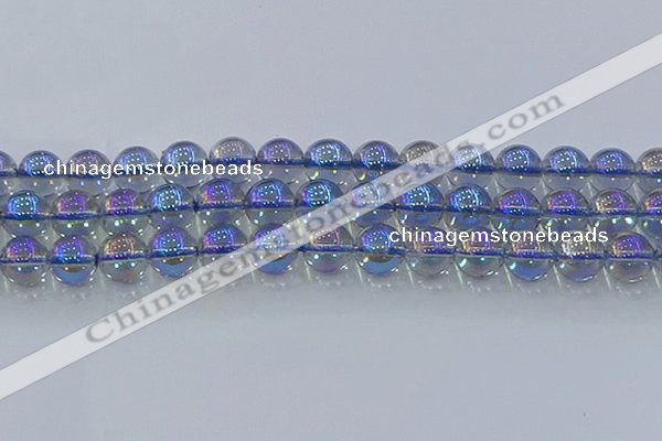 CNC592 15.5 inches 14mm round plated natural white crystal beads