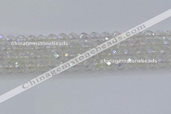 CNC612 15.5 inches 14mm faceted round plated natural white crystal beads