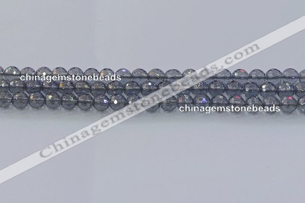 CNC639 15.5 inches 6mm faceted round plated natural white crystal beads