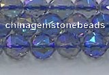 CNC665 15.5 inches 10mm faceted round plated natural white crystal beads