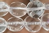 CNC744 15.5 inches 8mm faceted coin white crystal beads