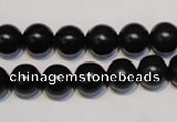 CNE05 15.5 inches 12mm round black stone needle beads wholesale