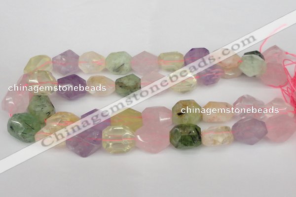 CNG1079 12*16mm - 15*20mm faceted nuggets multicolor quartz beads