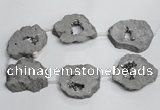 CNG1568 30*40mm - 40*50mm freeform plated druzy agate beads