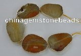 CNG1620 8 inches 35*50mm - 45*55mm freeform agate beads with brass setting