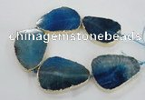 CNG1623 8 inches 35*50mm - 45*55mm freeform agate beads with brass setting