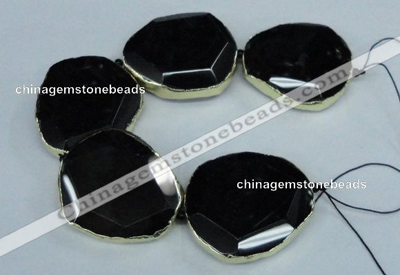CNG1686 8 inches 40*45mm - 45*50mm freeform agate beads with brass setting