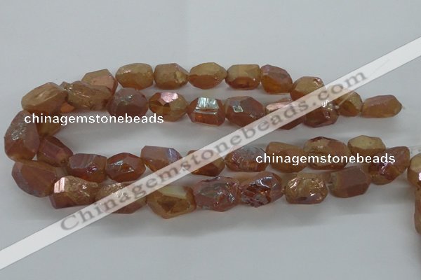 CNG1798 13*18mm - 15*20mm faceted nuggets plated quartz beads