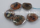 CNG2178 8 inches 40*45mm - 45*50mm freeform agate beads with brass setting