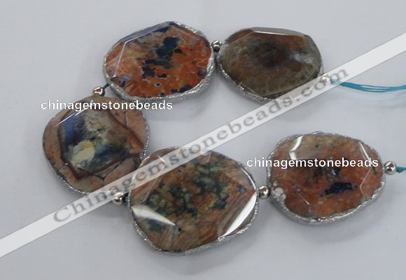 CNG2178 8 inches 40*45mm - 45*50mm freeform agate beads with brass setting