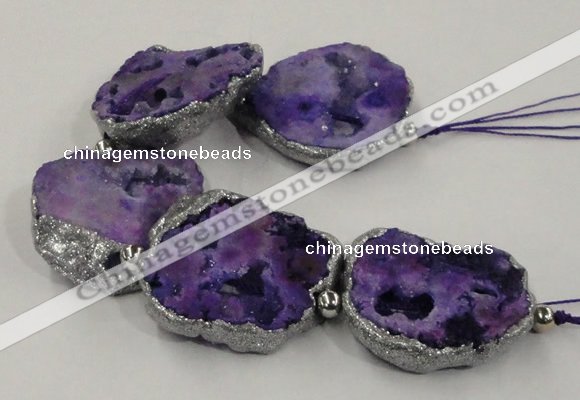 CNG2330 7.5 inches 35*40mm - 45*50mm freeform druzy agate beads