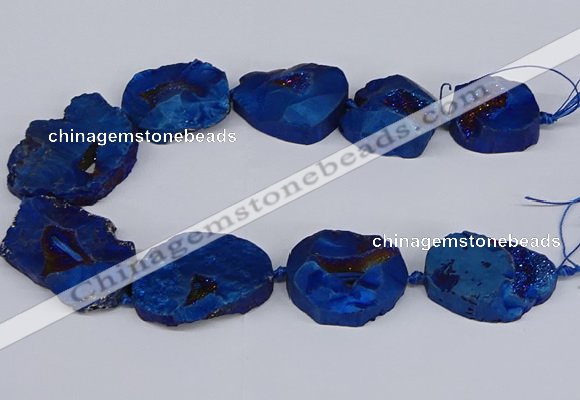CNG3093 15.5 inches 25*30mm - 35*50mm freeform plated druzy agate beads