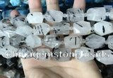 CNG3616 13*17mm - 18*22mm faceted nuggets black rutilated quartz beads