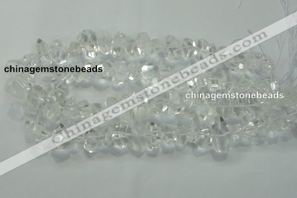 CNG365 15.5 inches 10*20mm faceted nuggets white crystal beads