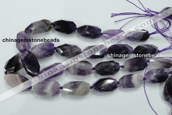 CNG482 15.5 inches 20*30mm twisted & faceted nuggets amethyst beads